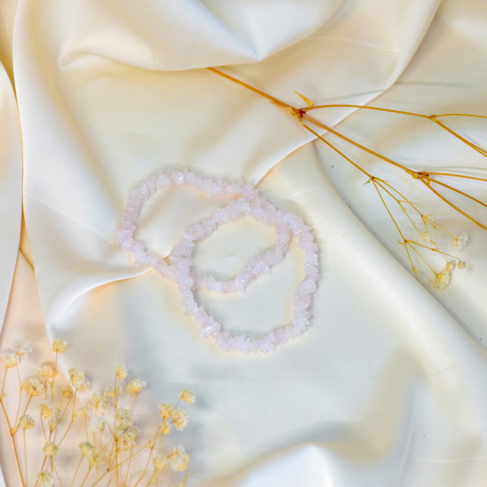 rose quartz chips bracelet roževec zapestnica čips